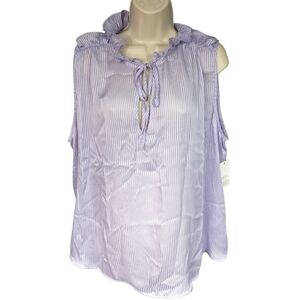 Ophelia Roe NWT Sleeveless Stripe Ruffle Top Sz 2X